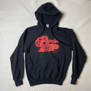 Led Zeppelin III Band Hoodie Fruit of the‎ Loom Black Red Graphic Sweatshirt M